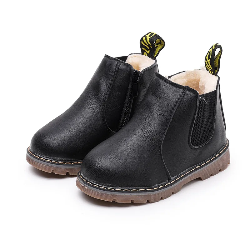 

Kids Fashion Boots for Boys Girls Toddlers Big Children Ankle Boots with Zipper Warm Thick Plush Autumn Winter Chelsea Boots