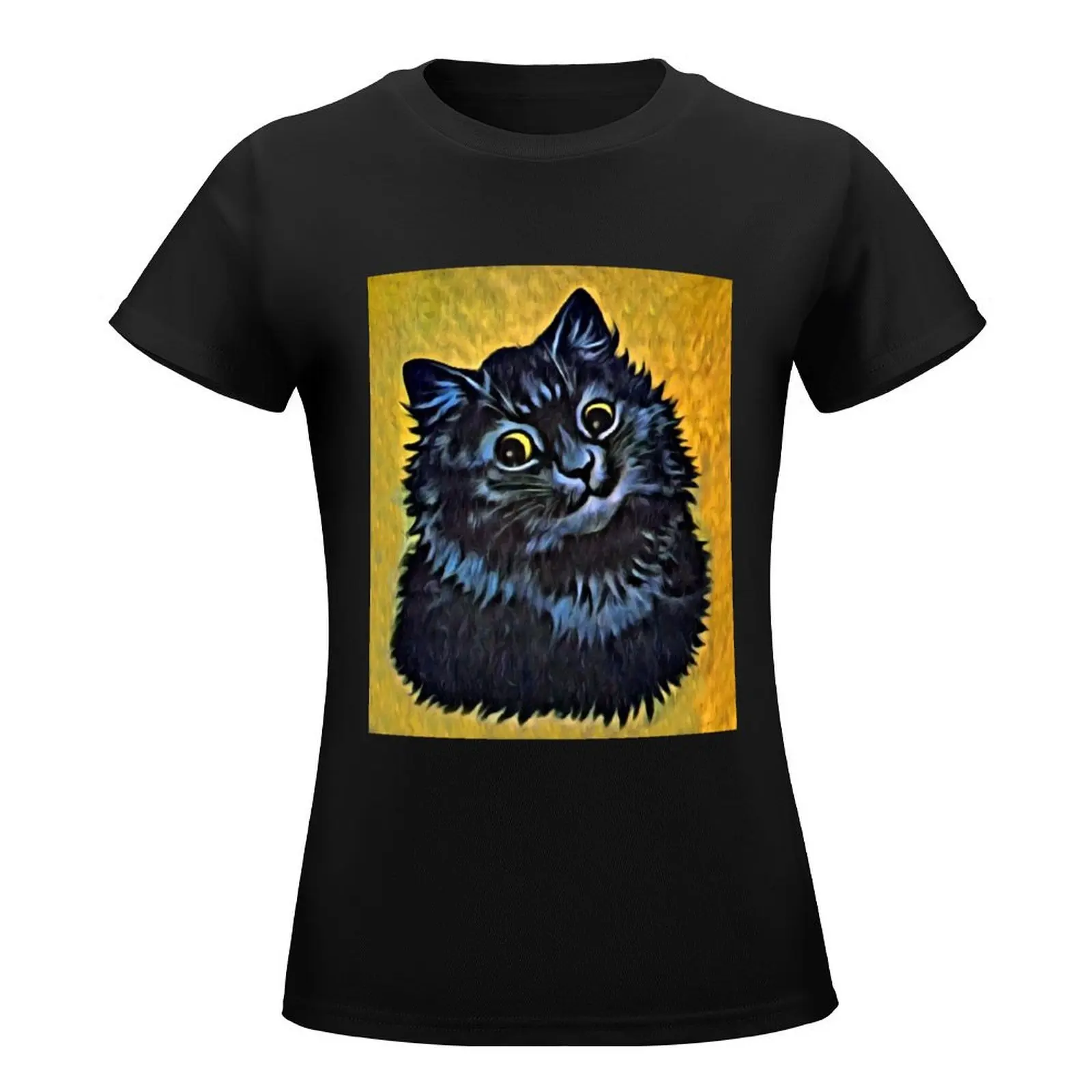 BLACK CAT PORTRAIT - Louis Wain's Cats T-Shirt hippie clothes shirts graphic tees Blouse summer clothes Women's tee shirt