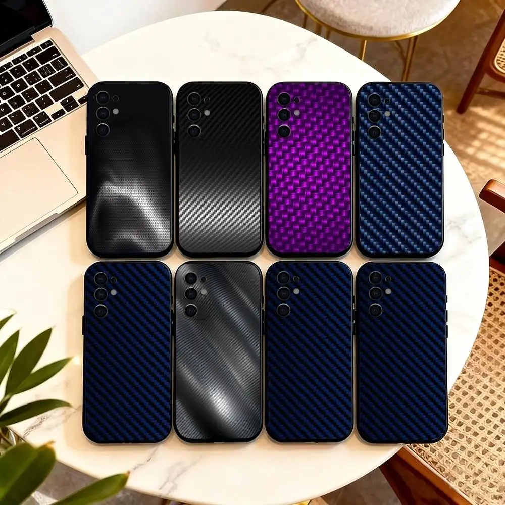 C-Carbon Fiber Pattern Painting   Phone Case For Samsung S25,S24,S21,S22,S23,S30,Ultra,S20,Plus,Fe,Lite,Note,10,Black Cover