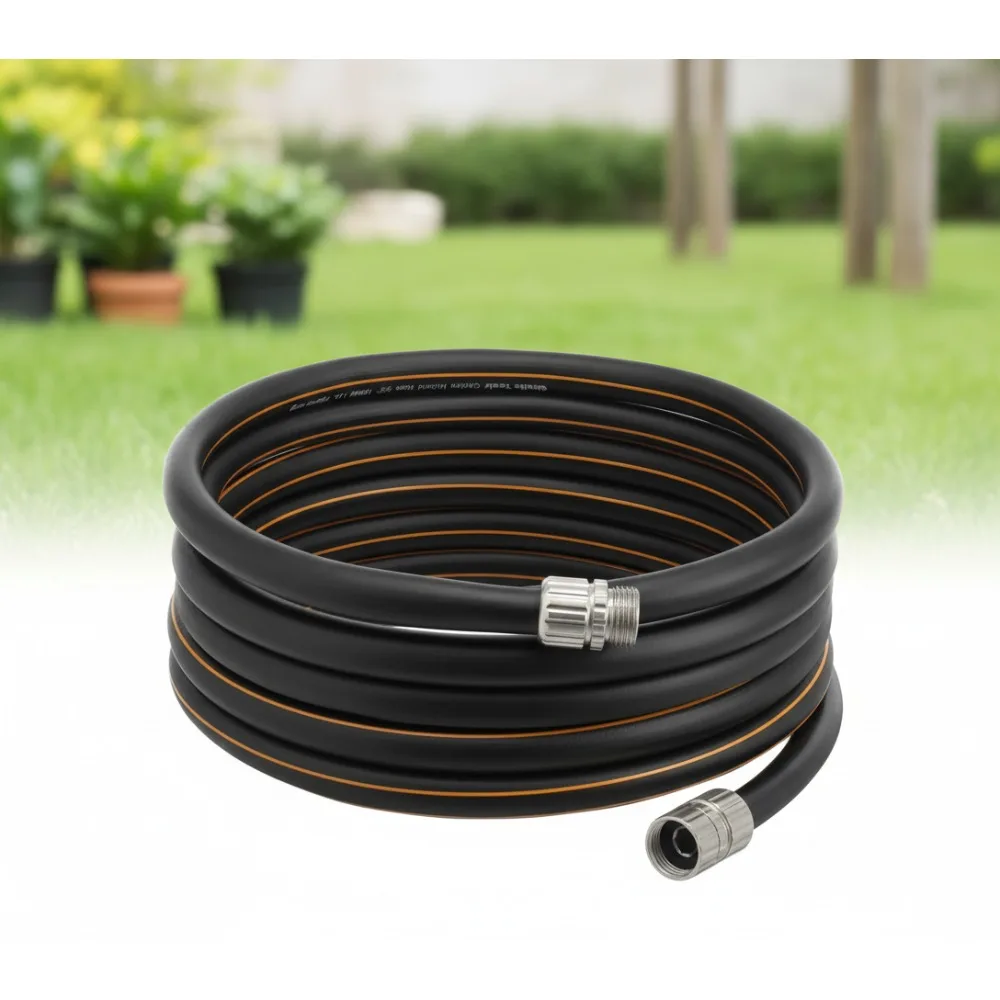 

30ft Heavy Duty No Kink Flexible Rubber Garden Hose, Leakproof All Weather Water Hose with Fittings