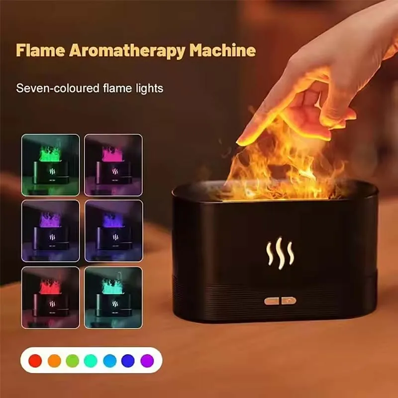 Drop Shipping 2026 New Mini Flame Car USB Ultrasonic Sunset Lamp Air Atomizing Diffuser Humidifier for Home Office