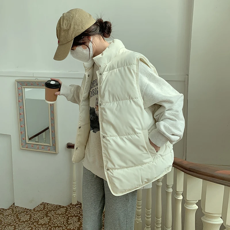 Kamizelki Bezrękawniki Grube Damskie Mundurki Jesienne Sztruksowe Zapinane na Guziki Preppy Inspiracja College Oddychające Uniwersalne Młodzieżowe Eleganckie Y2K