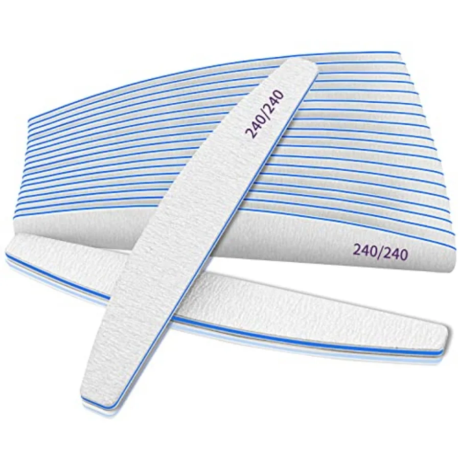 2 PCS Professional Nail File, 240/240 Grit Nail Files for Natural Nails Emery Boards Nail File Doubled Sides Washable Fine Grit