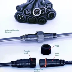 1/5/10/50Pcs 2 3 4 5 6Pin 0.3/0.75/1.5Square Waterproof Male Female Cable Conn  Plug Butt Extension Line Outdoor LED Wire IP67