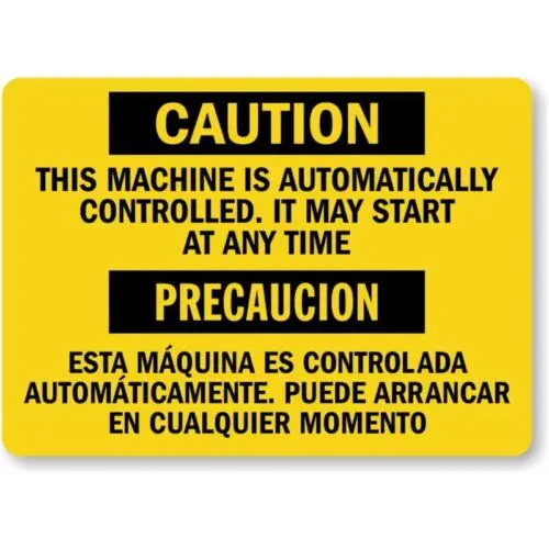 Automatic Machine Be Careful Aluminum Weatherproof Sign p1013