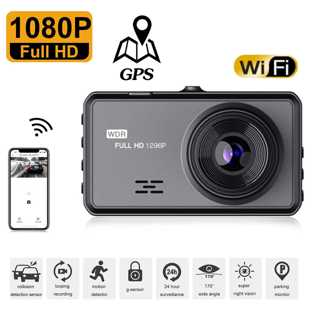 Car DVR WiFi Full HD 1080P Dash Cam Rear View Vehicle Camera Video Recorder Night Vision Auto DVRs Dashcam GPS Car Accessories