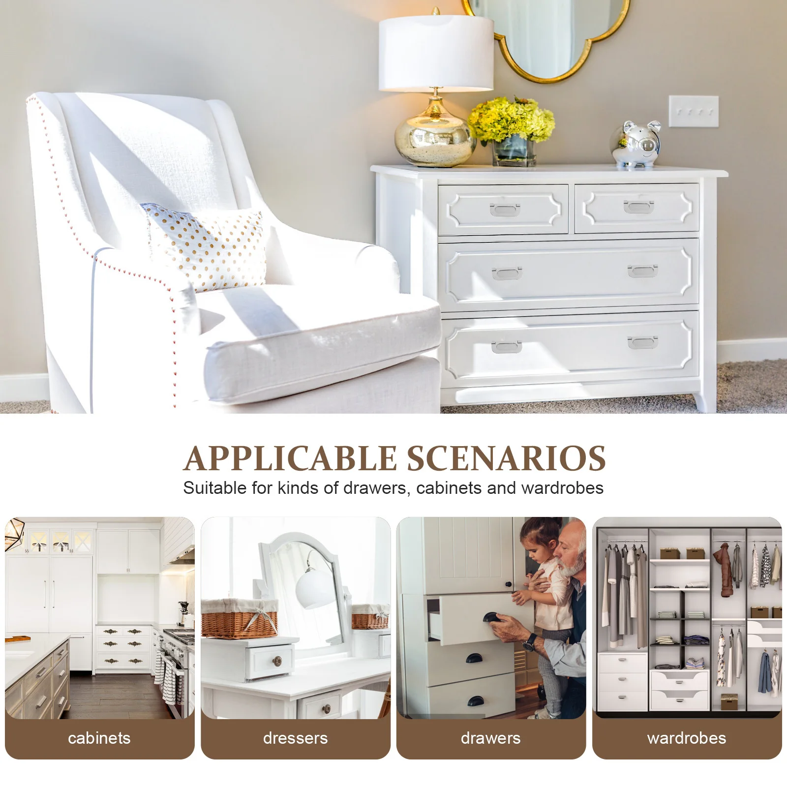 

2Sets Concealed Pull Handles Hidden Metal Pull Bars for Cupboard Wardrobe Closet Drawers Simple Durable Design