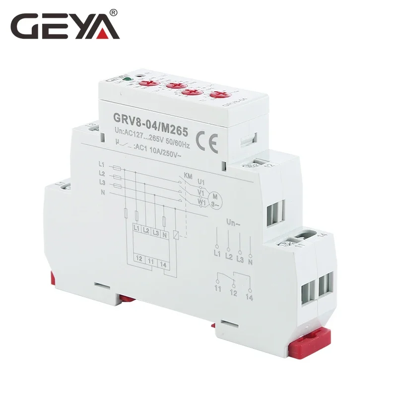 GEYA GRV8-04 3 Phase Voltage Monitoring Relay with Phase protection Delay Time Overvoltage and Undervoltage Relay Din Rail