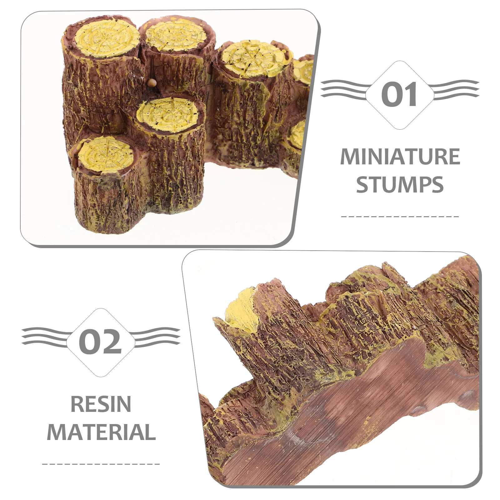 3 uds. De tocón de árbol Artificial de resina, figuritas en miniatura rojas y marrones, accesorios de mesa de arena para micropaisaje de jardín de hadas