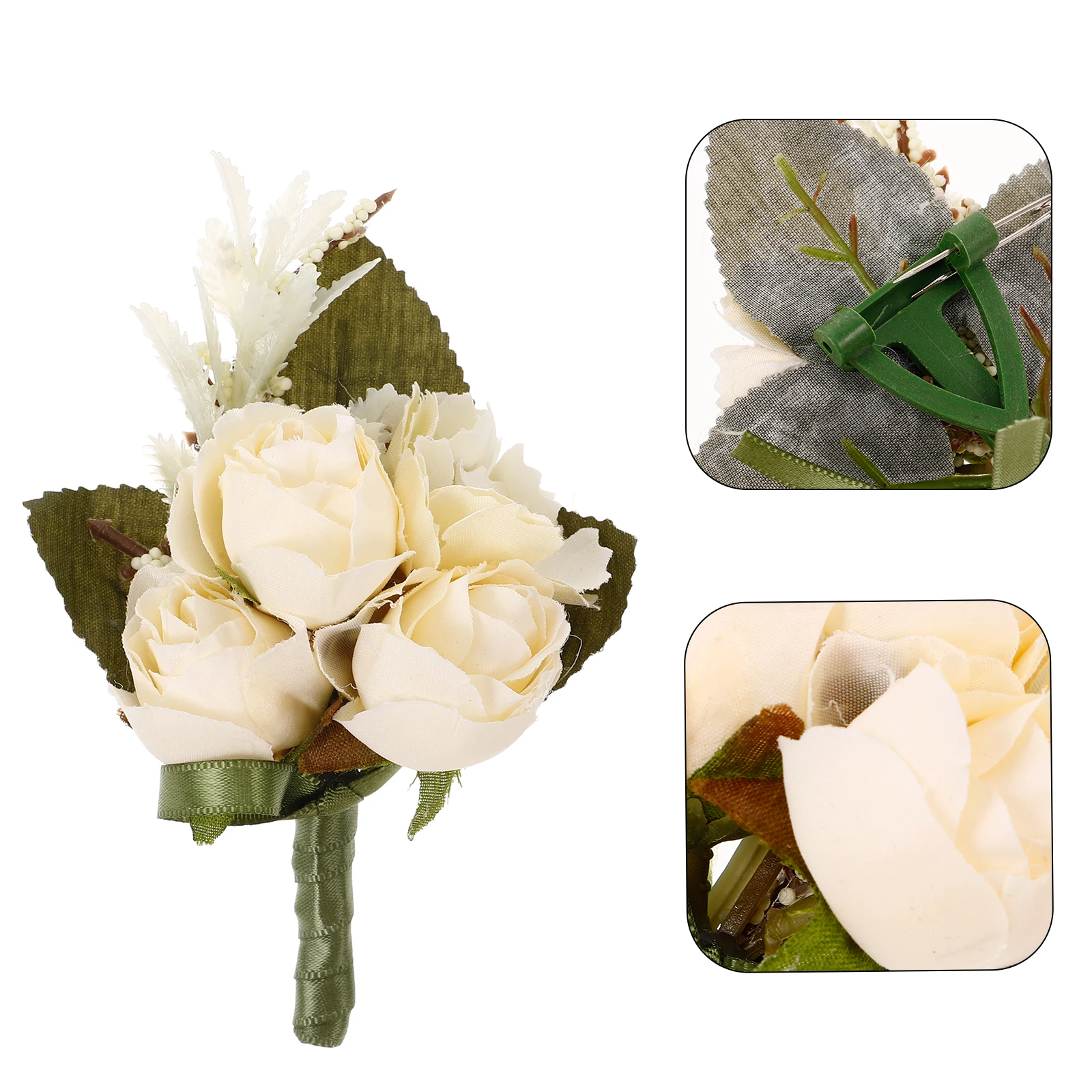 

Artificial Boutonniere For Wedding Men Groom High Realism Elegant Fake Flower Corsage Groomsmen Bridesmaids Pocket