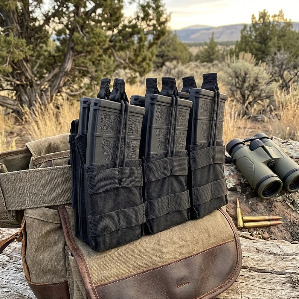 Tactical Single/Dual/Triple/Six Magazine Bag Molle Mag Pouch for Airsoft Ammunition 5.56mm M4 AR15 AK Assault Rifle Hunting - view 5