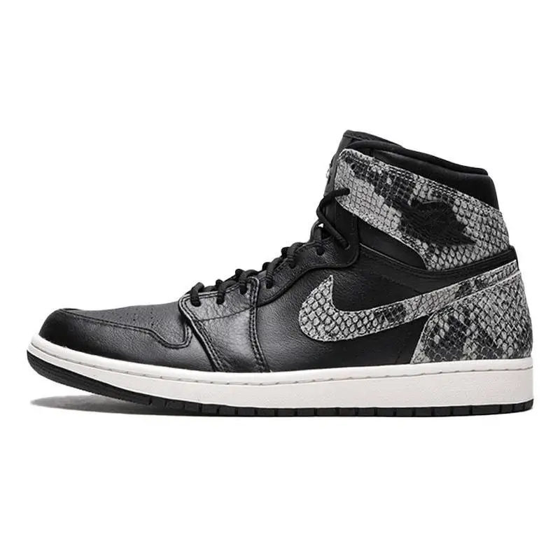 Nike Jordan 1 Retro High Black Snake Women's Sneakers shoes AH7389-014