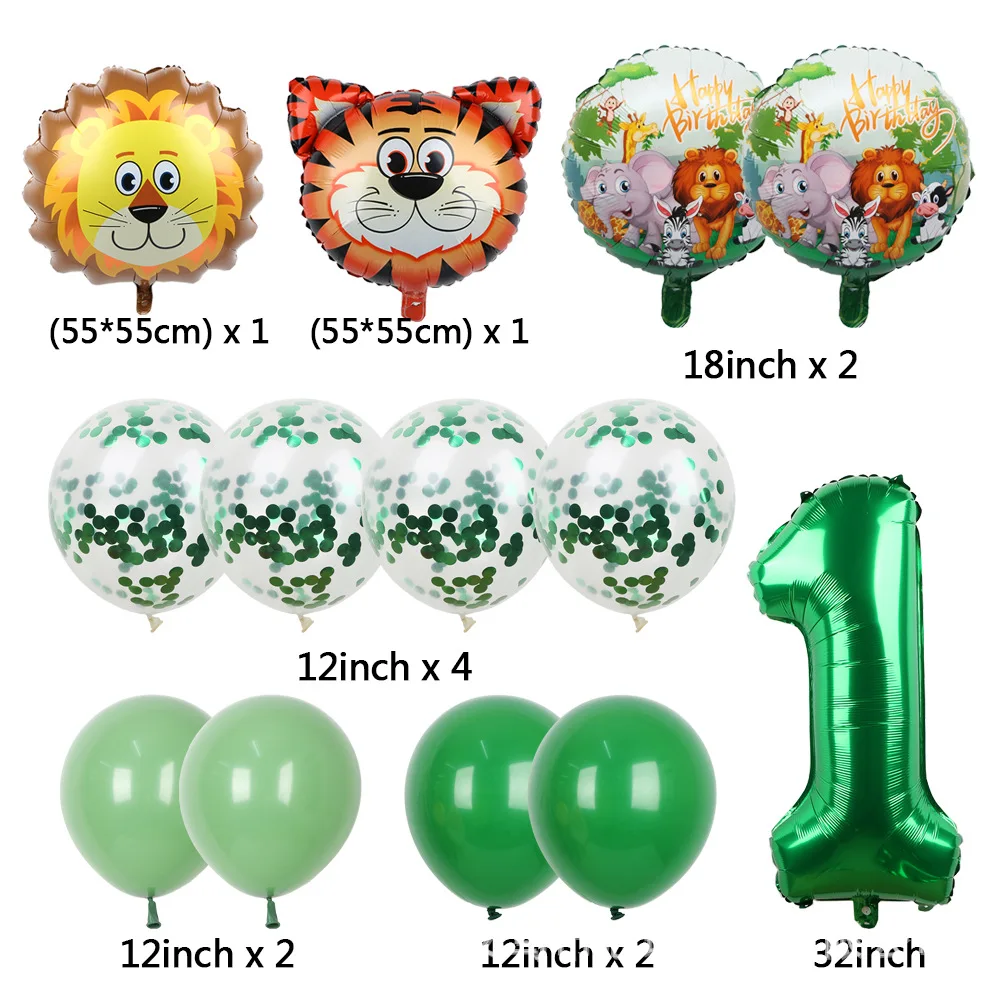 Jungle Safari Animal Balloon Set 32inch Number Balloon Kids Toys Children Birthday Baby Shower Party Decoration Supplies Globos