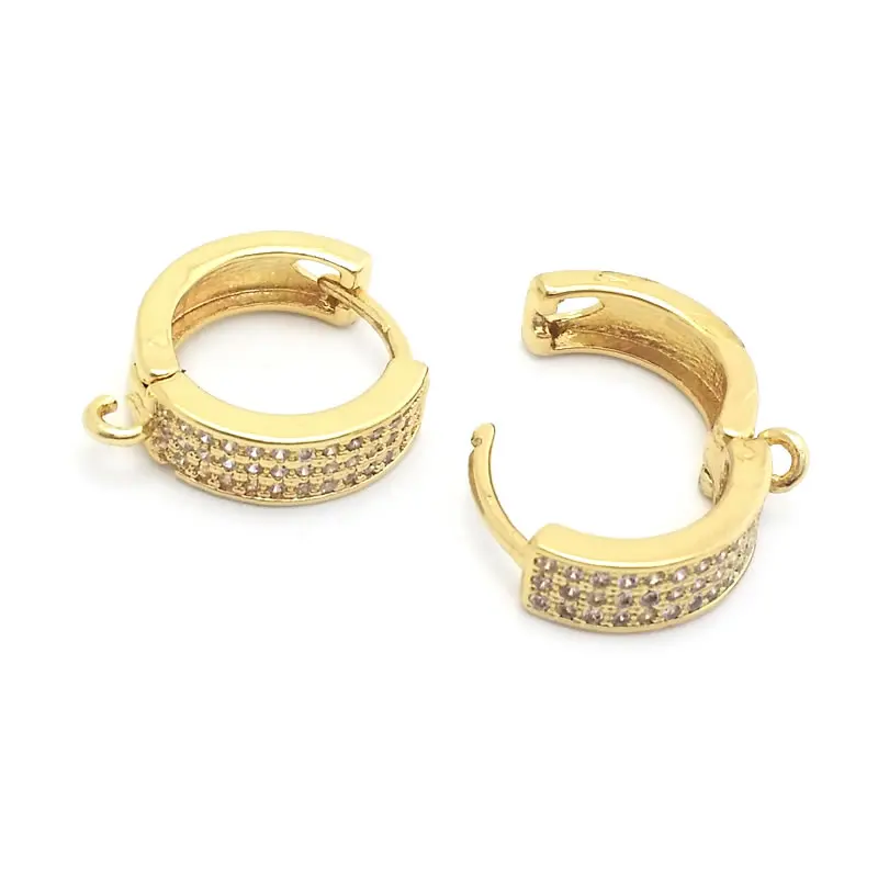 18K Gold Color Brass and Zircon Round Oval Shape Loop Earring Hooks High Quality Jewelry Making Supplies Findings Accessories