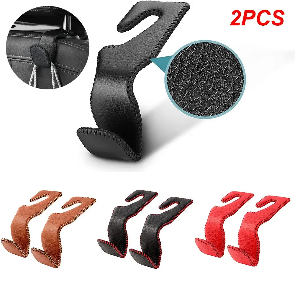 Auto Interior Accessories Purses Bags Rear Rack Hidden Car Seat Headrest Hooks Leather Back Seat Hanger Storage Holder