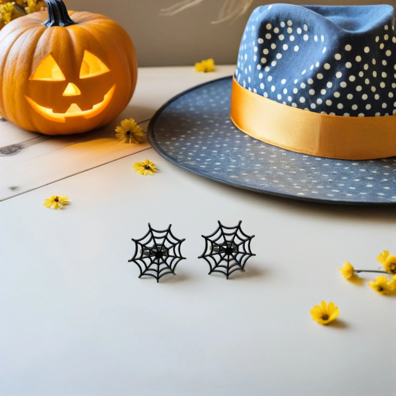 

8Pcs Unique Spider Web Napkin Rings Black Metal Halloween Table Decoration Versatile Serviette Holders Party Dinner Wedding