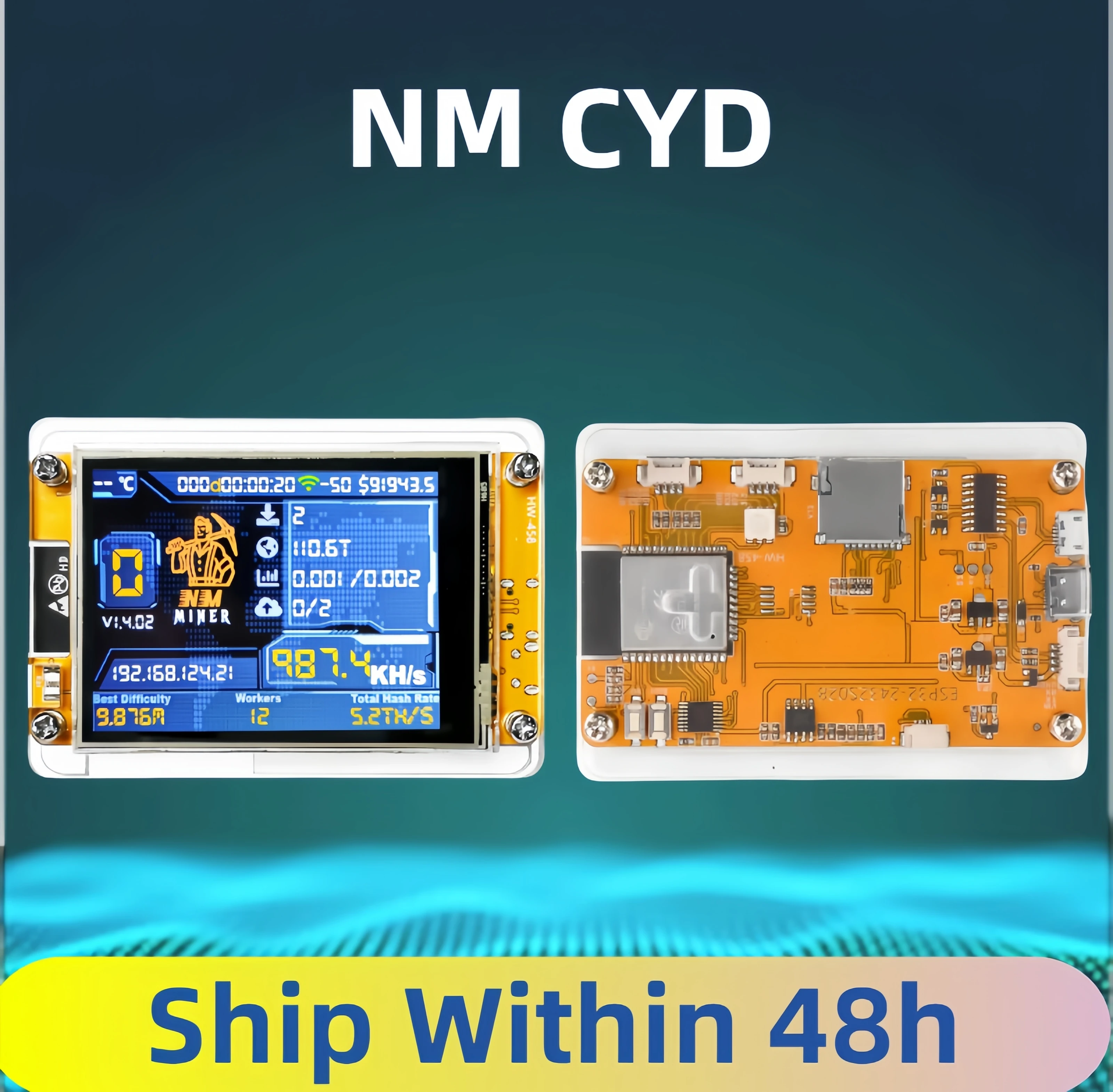 NMMiner Bitcoin Lucky Miner for Computer Nerd Solo Lottery Hashrate 987KH/s 2.8 inch Smart Display Crypto ESP32-2432S028R DROOM