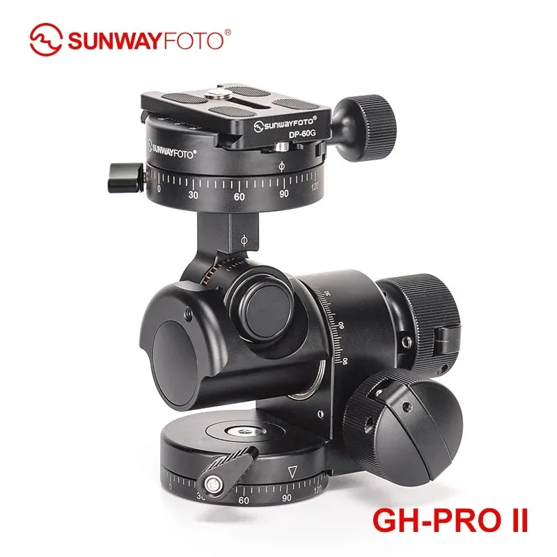 SUNWAYFOTO GH-PRO II 3-Wege-Stativ-Getriebekopf für DSLR-Kamera mit Arca Swiss Plate