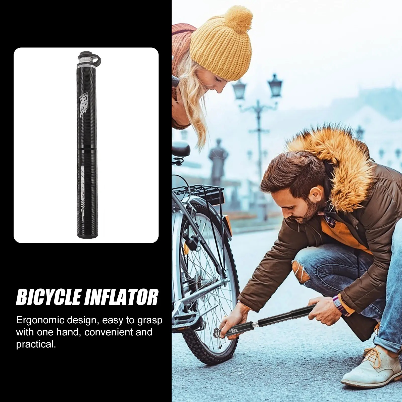 

1Set Portable Bike Pump Premium Aluminum Alloy Ergonomic Design No Leak for Mountain Bike Cycling Outdoor Accessory Small Cycle