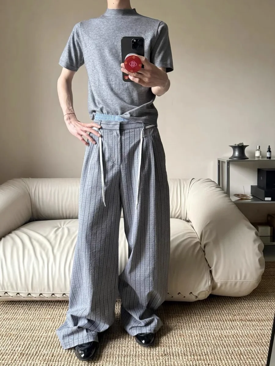 

Свободные повседневные брюки в клетку в американском стиле ретро, мужские простые универсальные свободные повседневные брюки CleanFit, прямые брюки-трубы