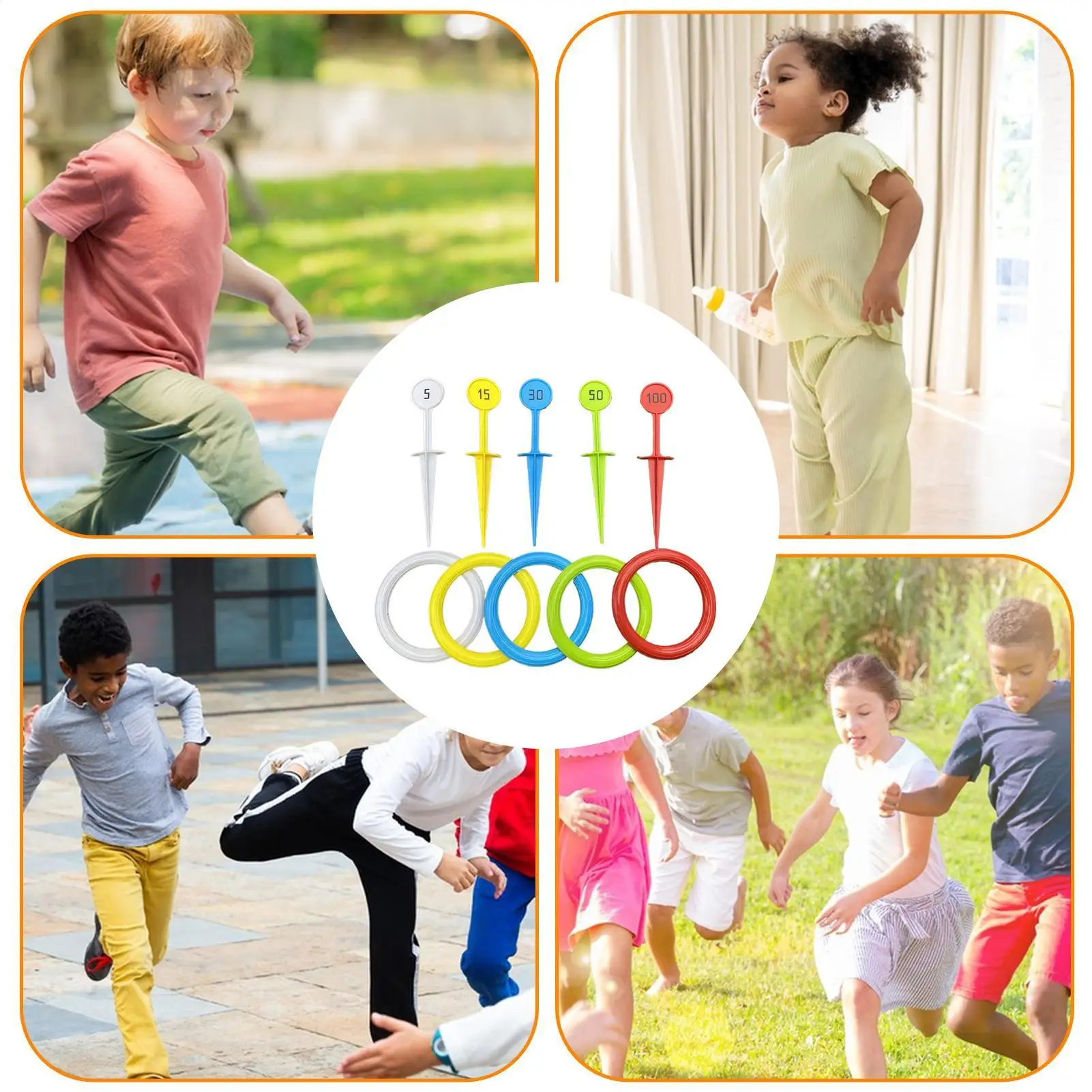 แหวนโยนที่มีสีสัน Interactive Toss เกม Backyard กีฬาเล่นของเล่นสําหรับครอบครัวเพื่อนเด็กวัยรุ่นเด็กผู้หญิงเด็กสนามหญ้า