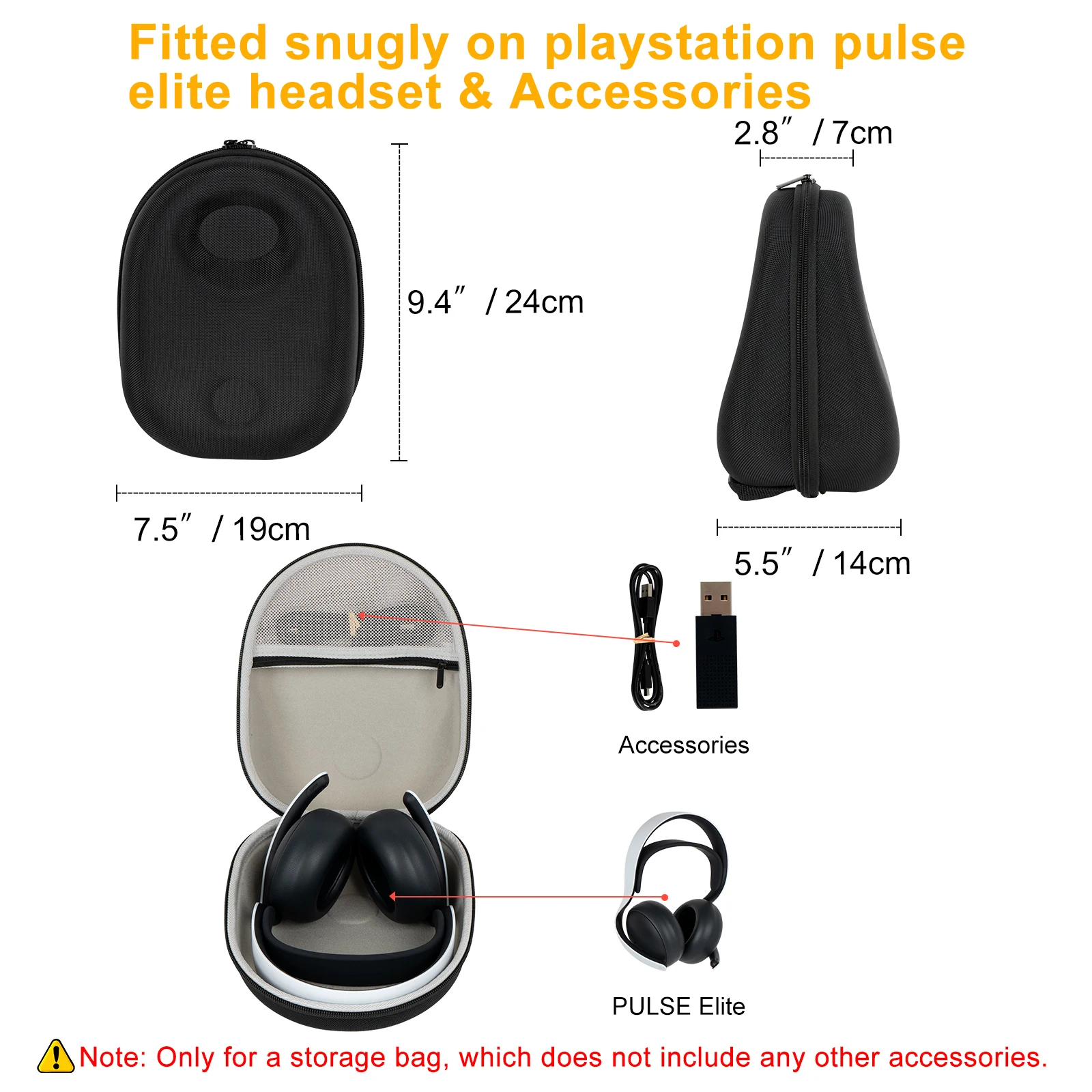 Custodia rigida in EVA Custodia da trasporto per Playstation PS PULSE Elite Scatola da viaggio per cuffie wireless per accessori PS PULSE Elite