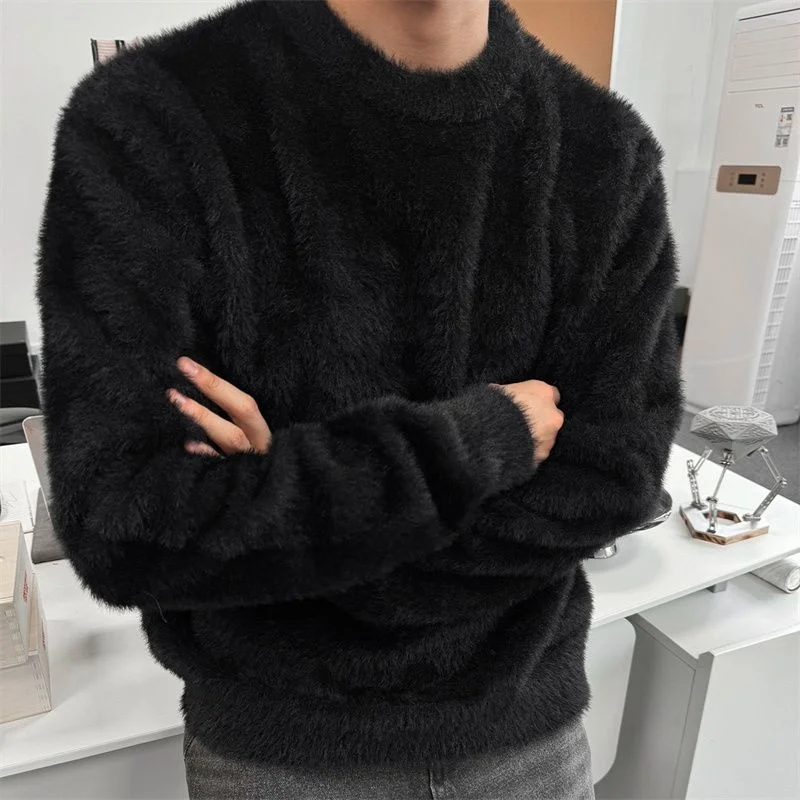 

Мягкий зимний вязаный свитер Thiened, мужской свободный свитер для пар, модный свитер Lazy Sle Camere, повседневный круглый свитер Ne Pull...