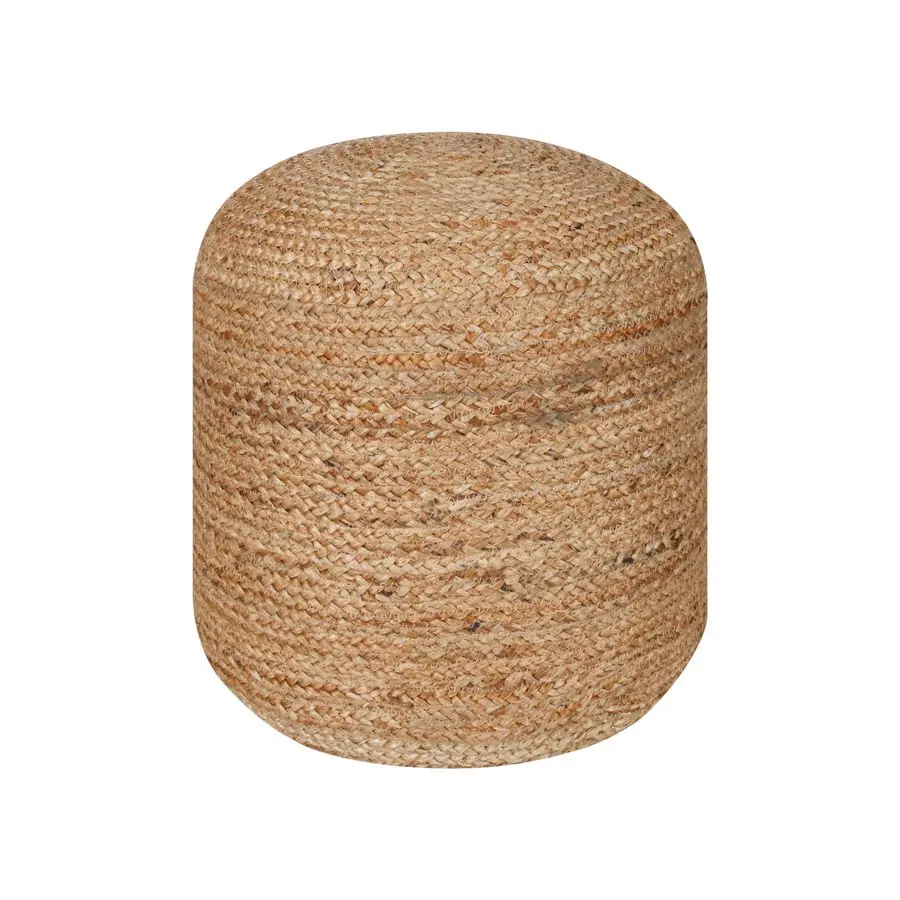 Jute Pouf Ottoman Natural, Stuffed Boho Foot Rest Stool for Couch, Living Room, Kids Bedroom, Outdoor Patio Seat Farmhouse Braid