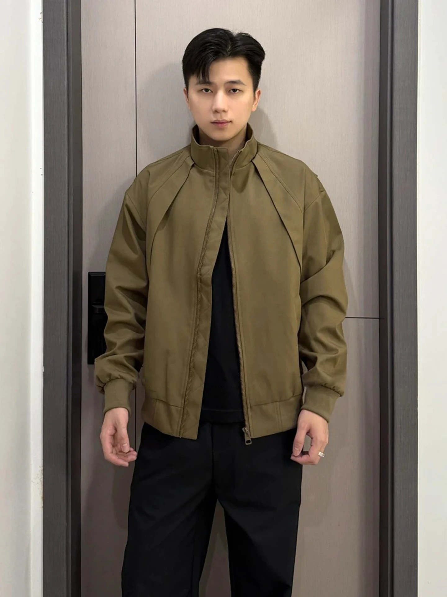 

Мужская куртка-бомбер в стиле ретро-авиатора с воротником-стойкой, для активного отдыха, осенняя, молодежная, стильная...