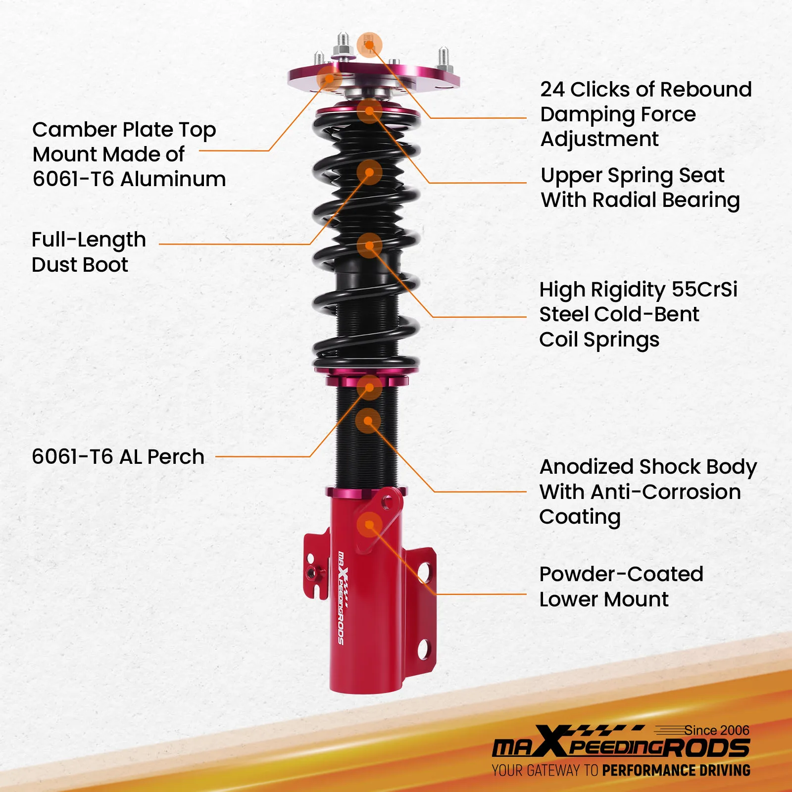 طقم خفض التعليق كويلوفيرز للتخميد 24 مستوى لسيارة تويوتا كامري 2007-2011