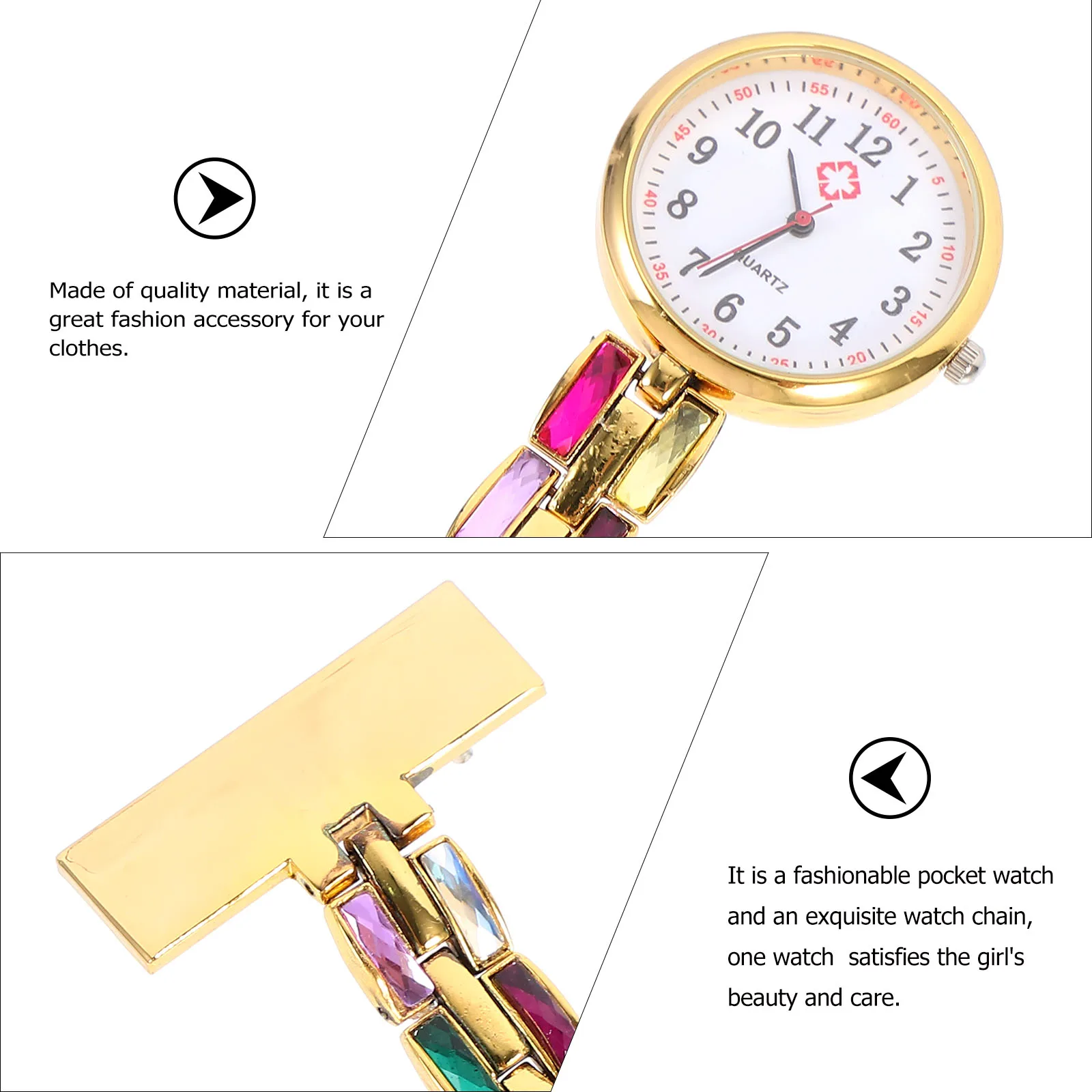 Rhinestone Nurse Hanging Watch Alloy Pocket Women'S Badge Chest Fob Student Universal Durable Practical View Easy Wear
