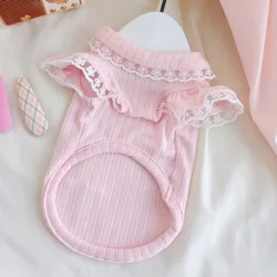 Sudadera con capucha rosa y azul para perros y gatos con lazo