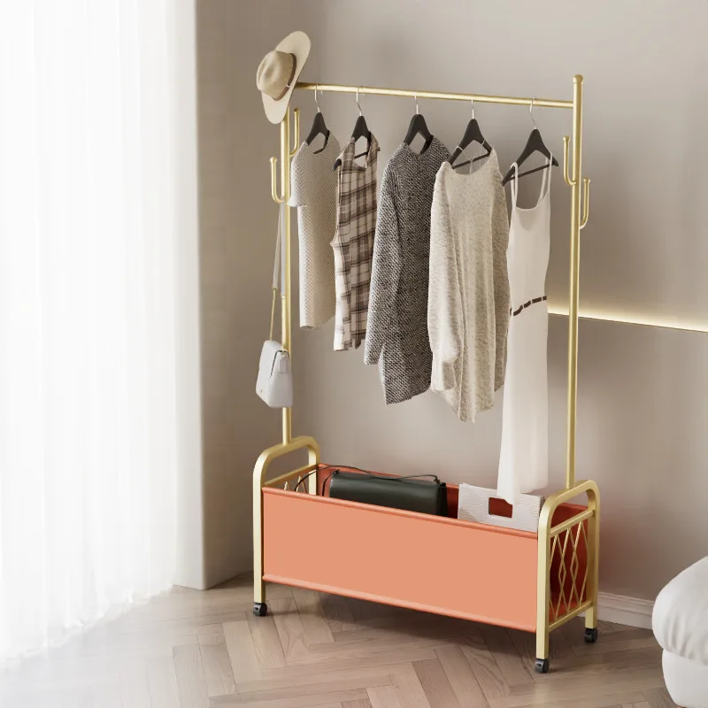 

Cream Style Household Removable Coat Rack Bedroom Living Room Floor Hanger Internet Celebrity Simple Large Capacity Storage Rack