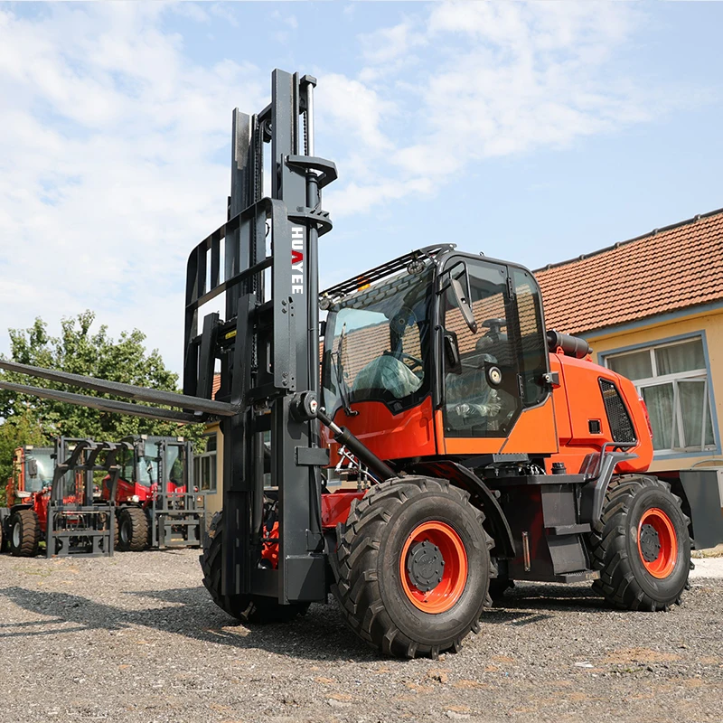 Customize Rough Terrain Forklift Multifunctional Four Wheel Drive All Terrain Forklift Outdoor Use Off Road Forklift For Sale