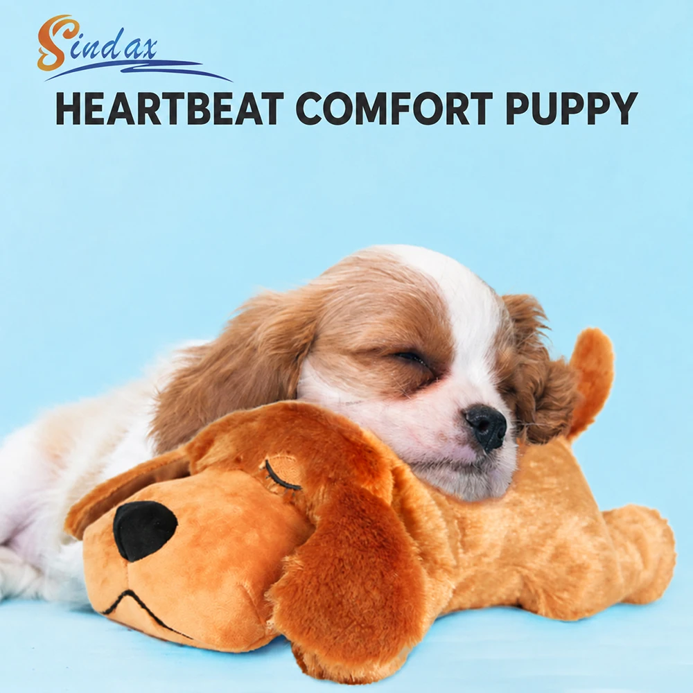 Soft Puppy Heartbeat Toy for Dogs Calming Plush Companion with Optional Heat Pack for Separation Anxiety Crate Training Bedtime