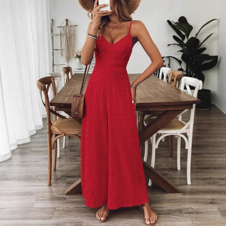 

Vacation One Piece Jumpsuits Woman Summer 2025 Backless Strap Jumpsuit Casual