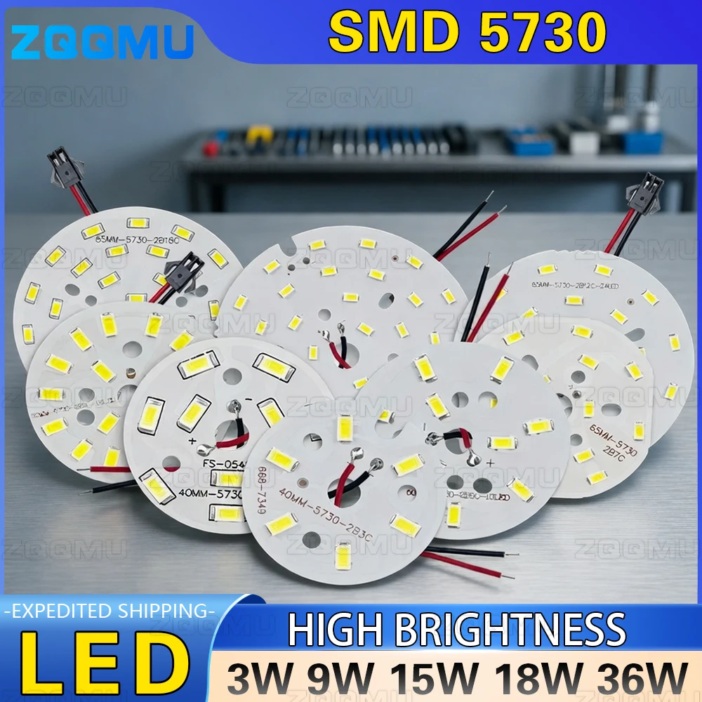 

1 шт. круглый алюминиевый светодиодный модуль PCB 3W 5W 9W 12W 15W 18W 24W 36W 50W для модификации ламп DIY, аксессуары для панелей и светодиодных модулей