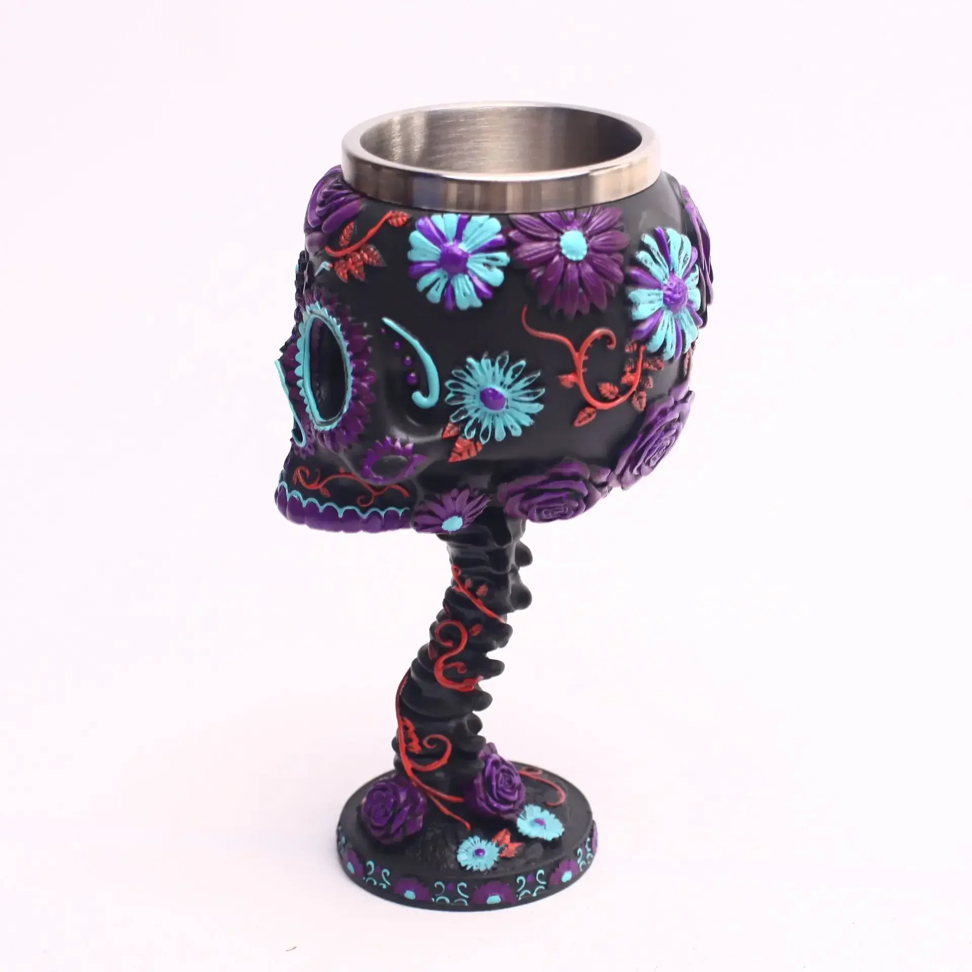 Skull Goblet Resin Steel Cup Creative Beer Mug Gothic 3D Wine Glass Mugs Tea Mug Cocktail Glass Anime Mug Halloween Gift