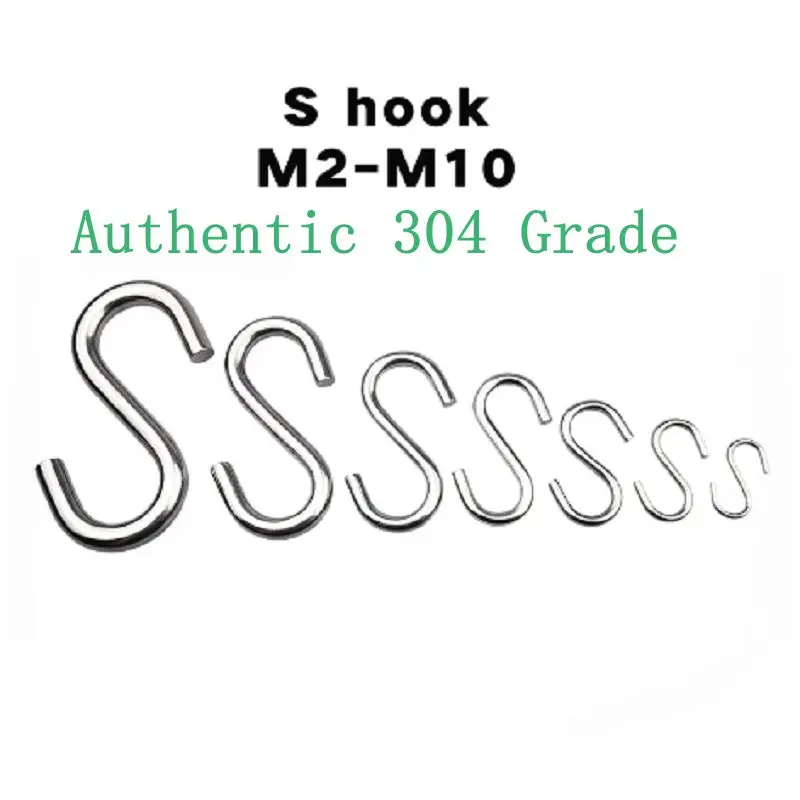 304 Stainless Steel S Hook Hanging Hooks for Indoors Outdoors Hang Anything Customized Sizes