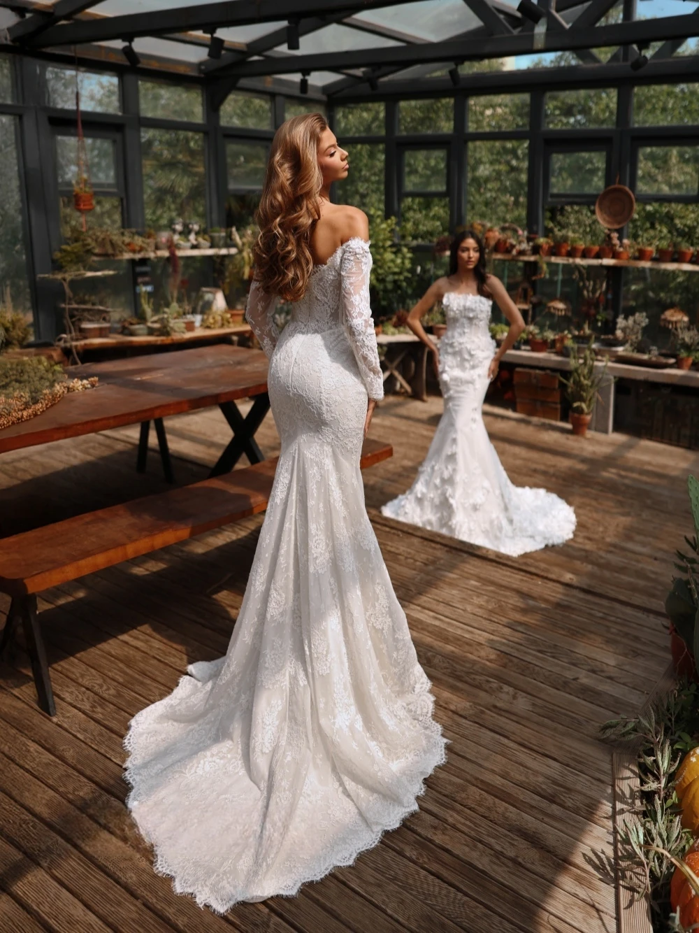

Off the Shoulder Appliques Bridal Gown Fantasy Mermaid Customized Wedding Dress Graceful Charming Tulle Corset Bride Wear
