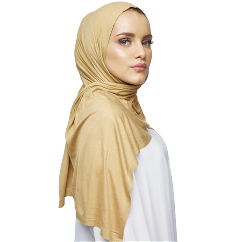 2024 Modal Cotton Jersey Hijab Scarf Long Solid Muslim Shawl Plain Maxi Turban Tie Head Wraps For Women Africa Headband 180*80cm