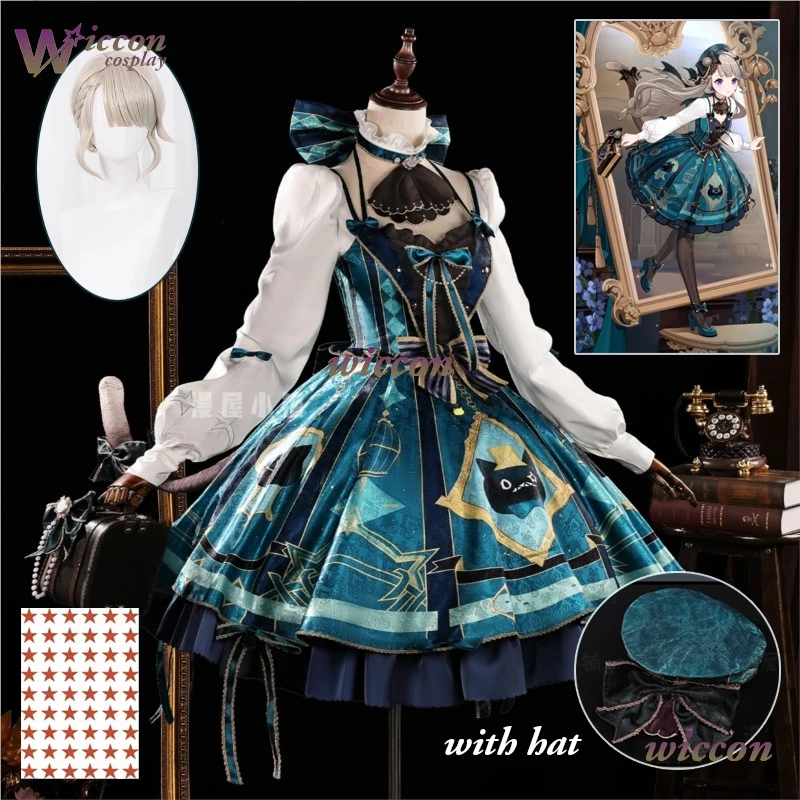 

Genshin Impact корейско-кофейная совместная линетта косплей костюм парик платье головные уборы шляпа сумка реквизит для женщин и девочек Хэллоуин карнавал