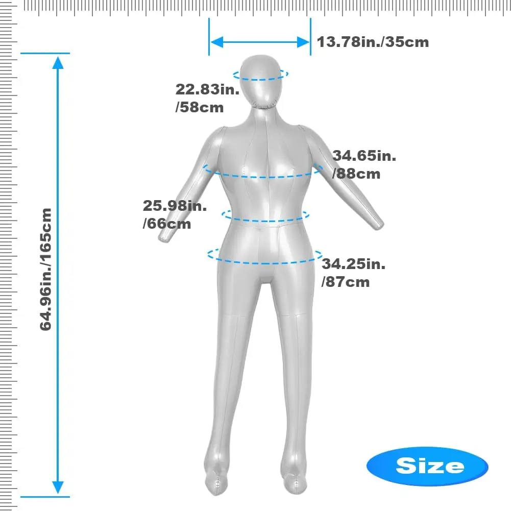Inflatable Mannequin Women Female Girls Whole Body Full Body with Arms Head Torso Model