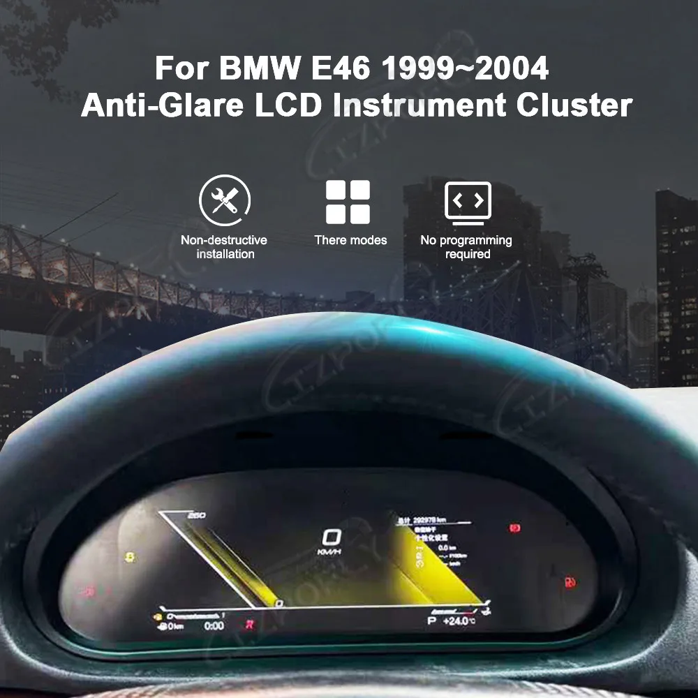 

Full LCD Digital Instrument Cluster 12.3 Inch For BMW 3 Series E46 1999-2004 Plug and Play Speedometer Dashboard Replacement