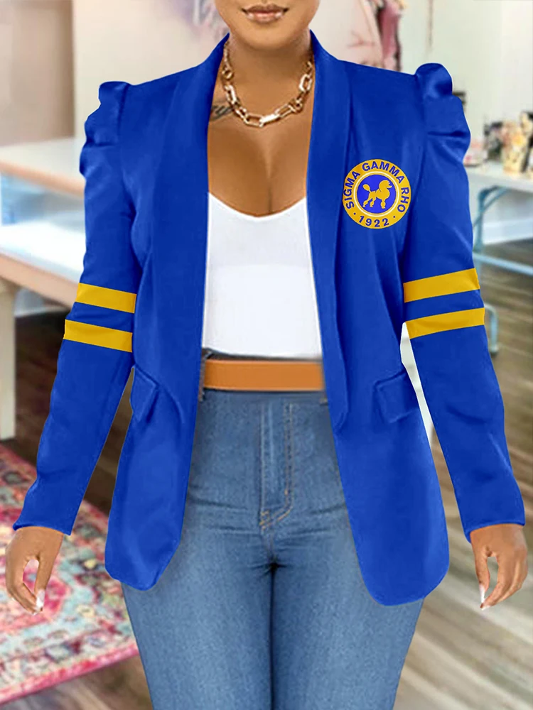 

Sigma Gamma Rho Sorority Print Puff Sleeve Blazer
