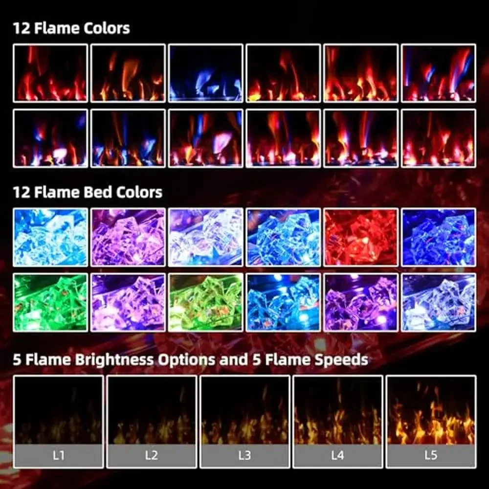 72 "Электрический камин, настенное крепление, встраиваемый светодиодный светильник, скорость пламени, дистанционное управление, безопасность окружающей среды, одобренный ETL, эффективный тонкий дизайн