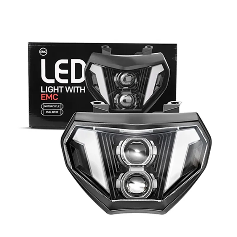 E-Mark LED Motorcycle Headlamp Assembly DRL Headlight for Yamaha MT07 MT09 FZ09 2014 2015 2016 2019 Waterproof Light