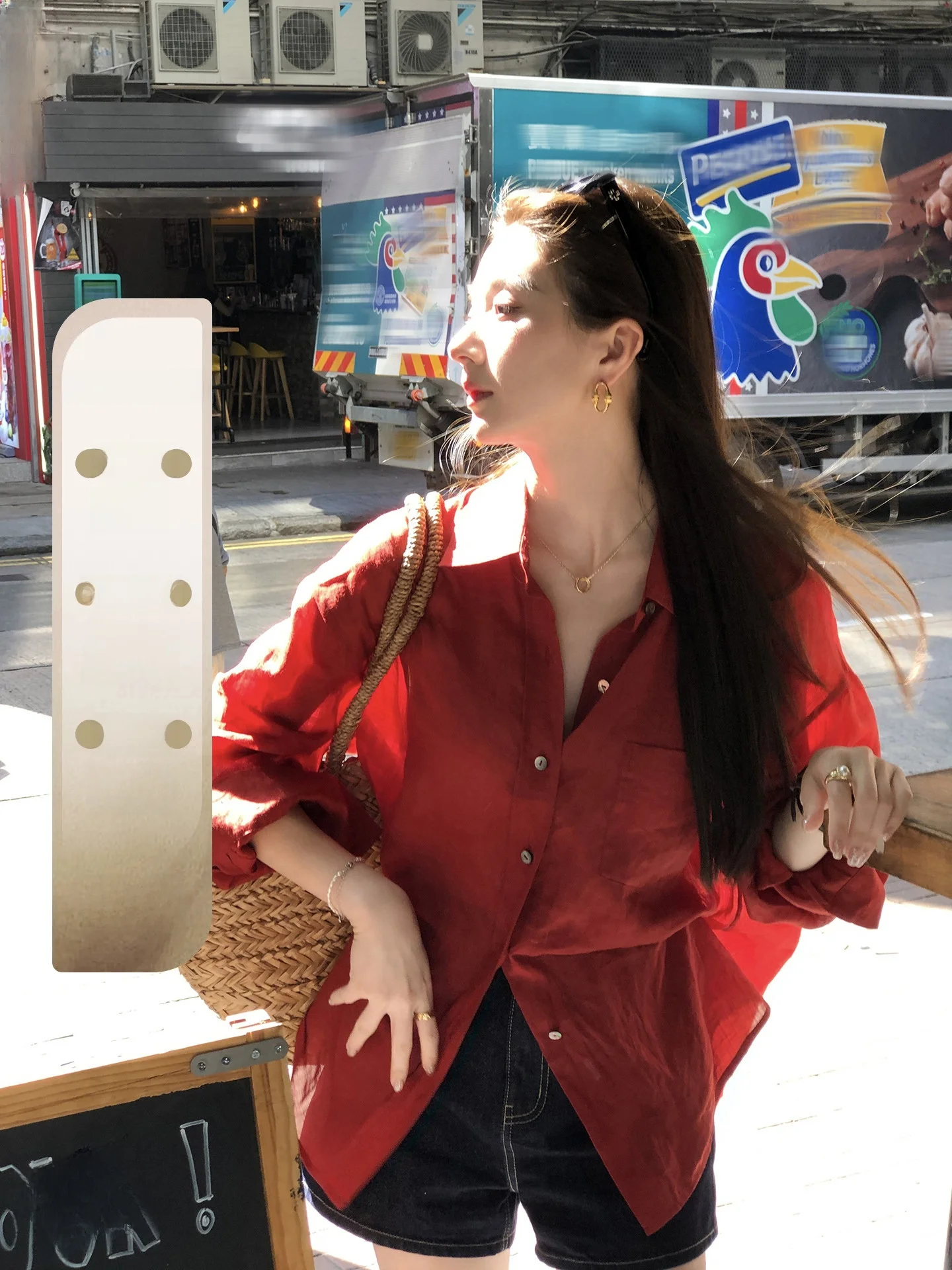 

Женская свободная рубашка Aboutpoem красного цвета с плиссированной текстурой, из 100% льна, со спущенными плечами и отложным воротником