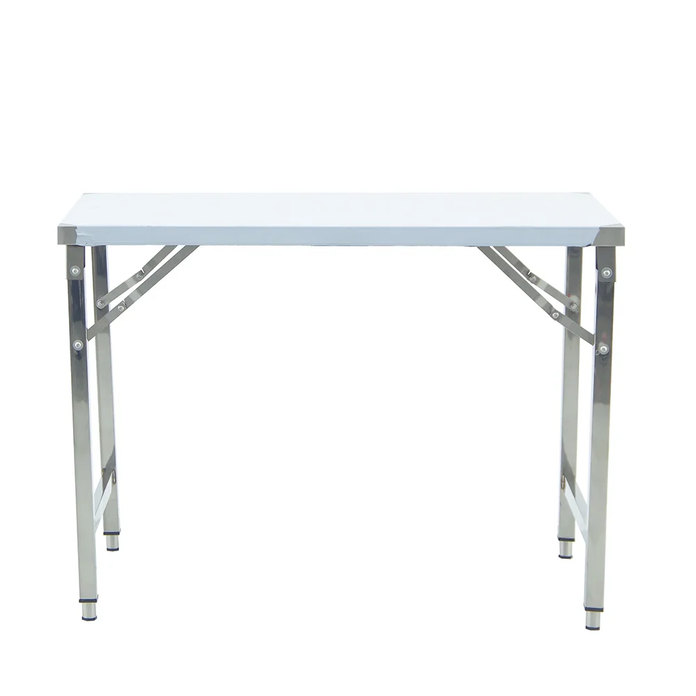 

Outdoor Stainless Steel Work Table Sturdy Commercial Folding Workbench Portable Camp Picnic Party Dining Table