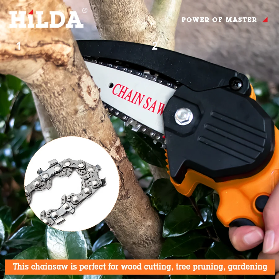 HILDA Electric Saw Steel Chainsaw Chain 4 Inch Electric Pruning Saw Replacement Chain Wood Cutting Power Tools Accessory